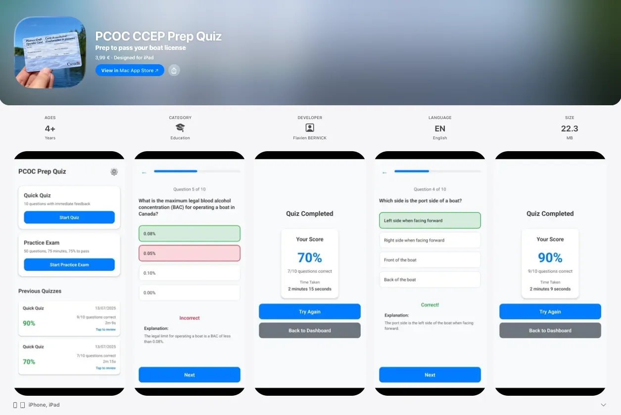 PCOC CCEP Prep Quiz app screenshot