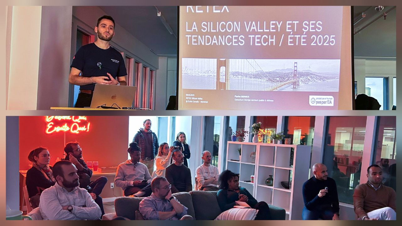 Flavien presenting during the conference